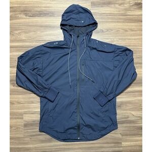 BYLT  Blue Full Zip Windbreaker Dawnbreaker Lightweight Hooded Jacket Navy Sz M